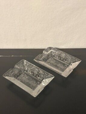 Set Of 2 Vintage Duncan Miller Glass First Love Ash Trays